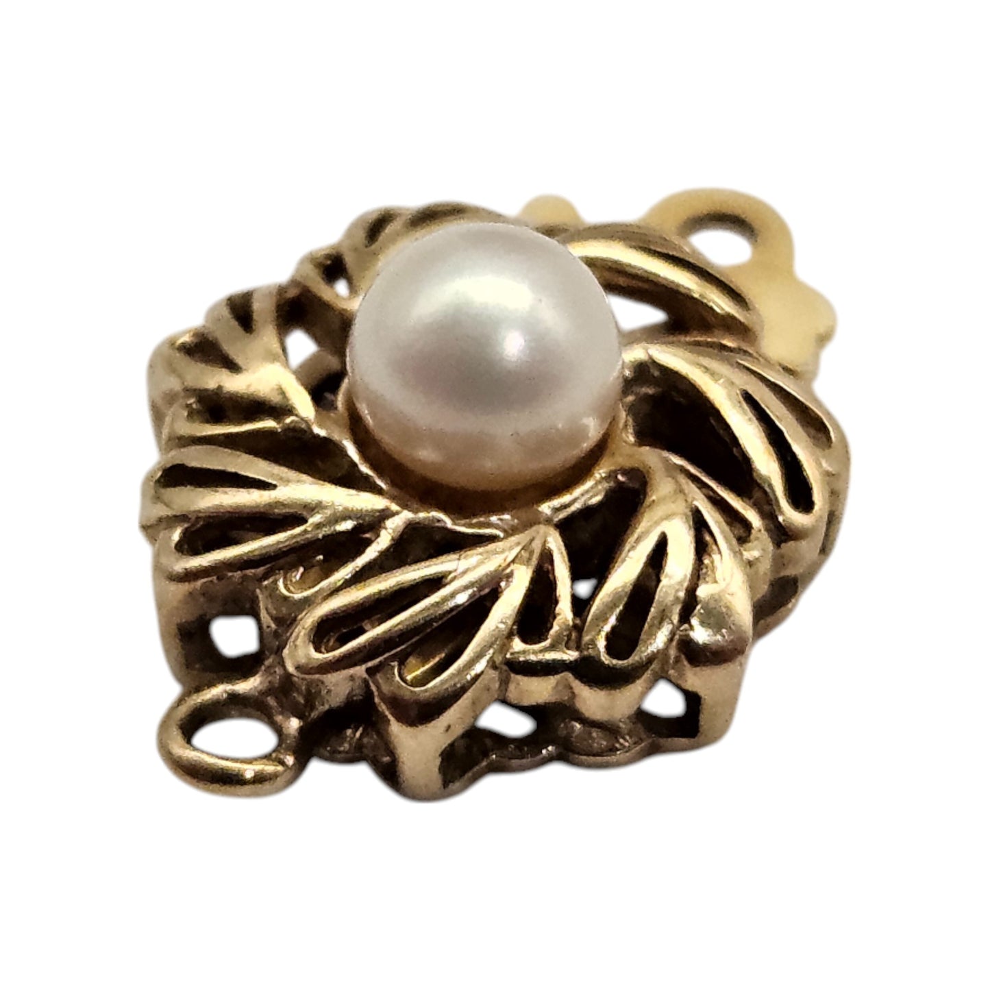 9ct 375 Yellow Gold Clasp With Pearl L 1.6 cm 1.4 g.