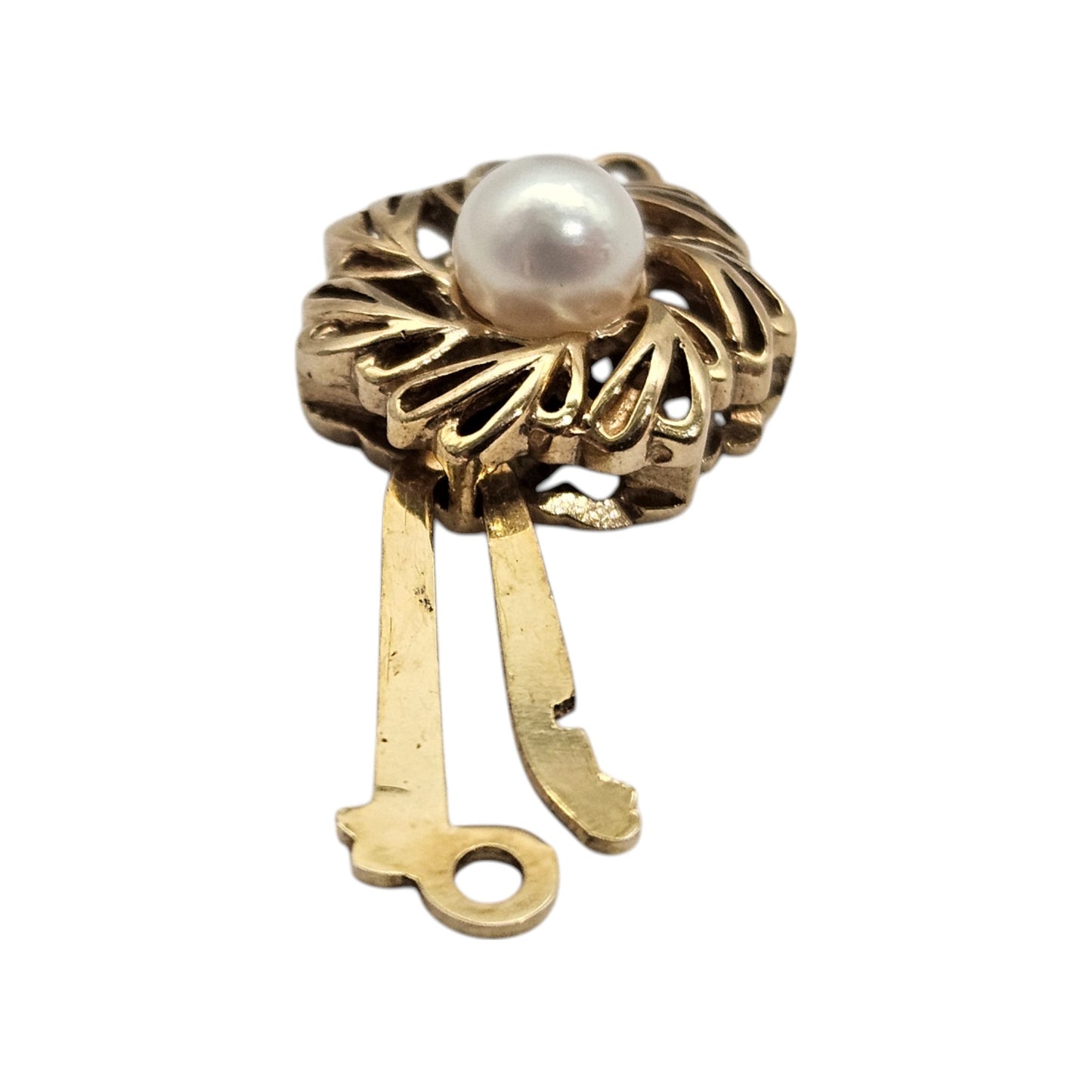 9ct 375 Yellow Gold Clasp With Pearl L 1.6 cm 1.4 g.