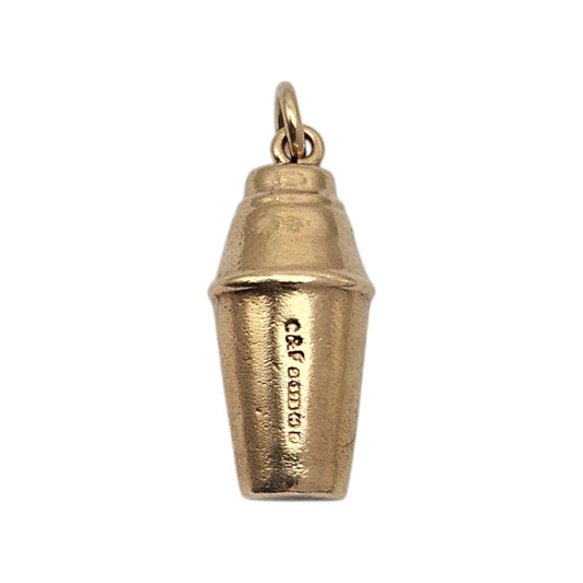 9ct 375 Yellow Gold Cocktail Shaker Charm c.1963 L 1.6 cm 1.0 g.