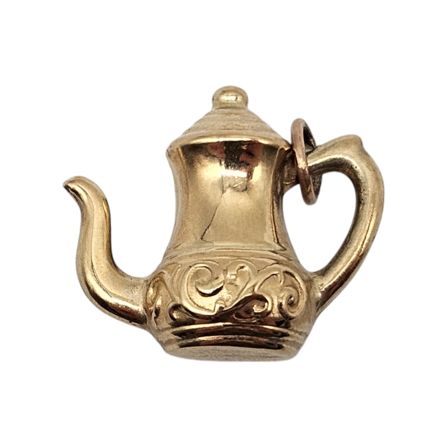 9ct 375 Yellow Gold Coffee Pot Charm c.1980's L 1.6 cm 1.4 g.
