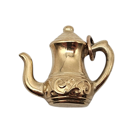 9ct 375 Yellow Gold Coffee Pot Charm c.1980's L 1.6 cm 1.4 g.