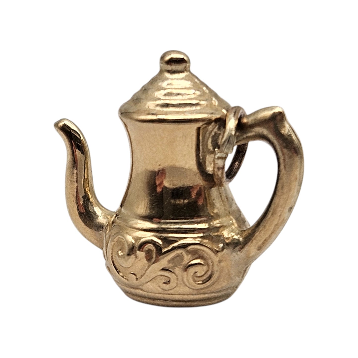 9ct 375 Yellow Gold Coffee Pot Charm c.1980's L 1.6 cm 1.4 g.
