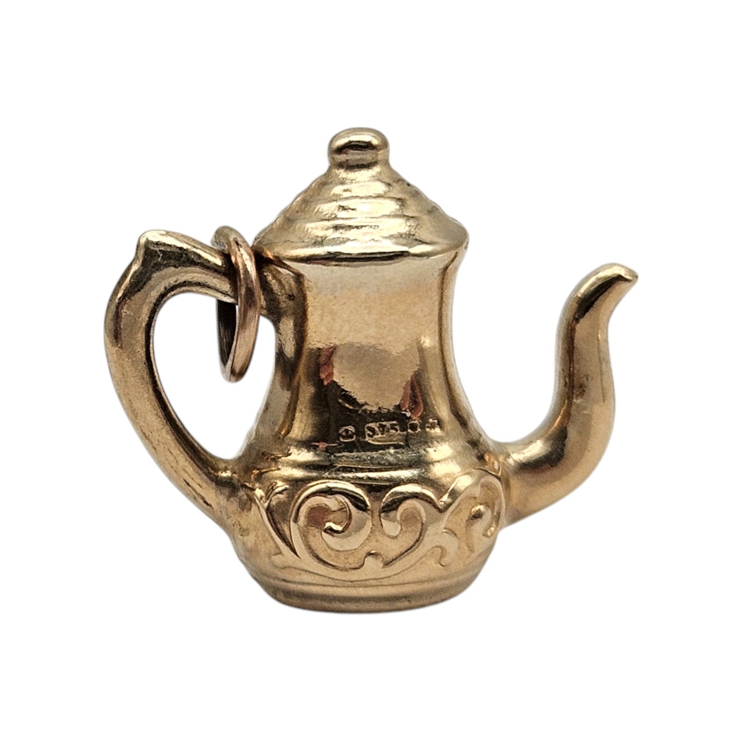 9ct 375 Yellow Gold Coffee Pot Charm c.1980's L 1.6 cm 1.4 g.