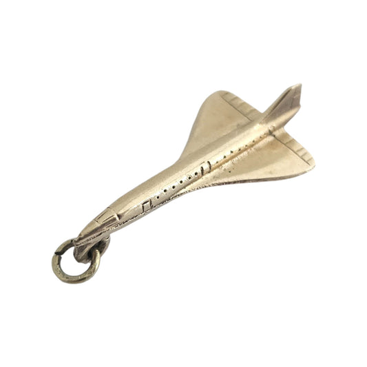 9ct 375 Yellow Gold Concorde Aeroplane Charm 1973 L 2.5 cm 1.5 g