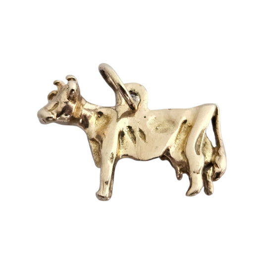 9ct 375 Yellow Gold Cow Charm 1985 L 1.7 cm 1.7 g.