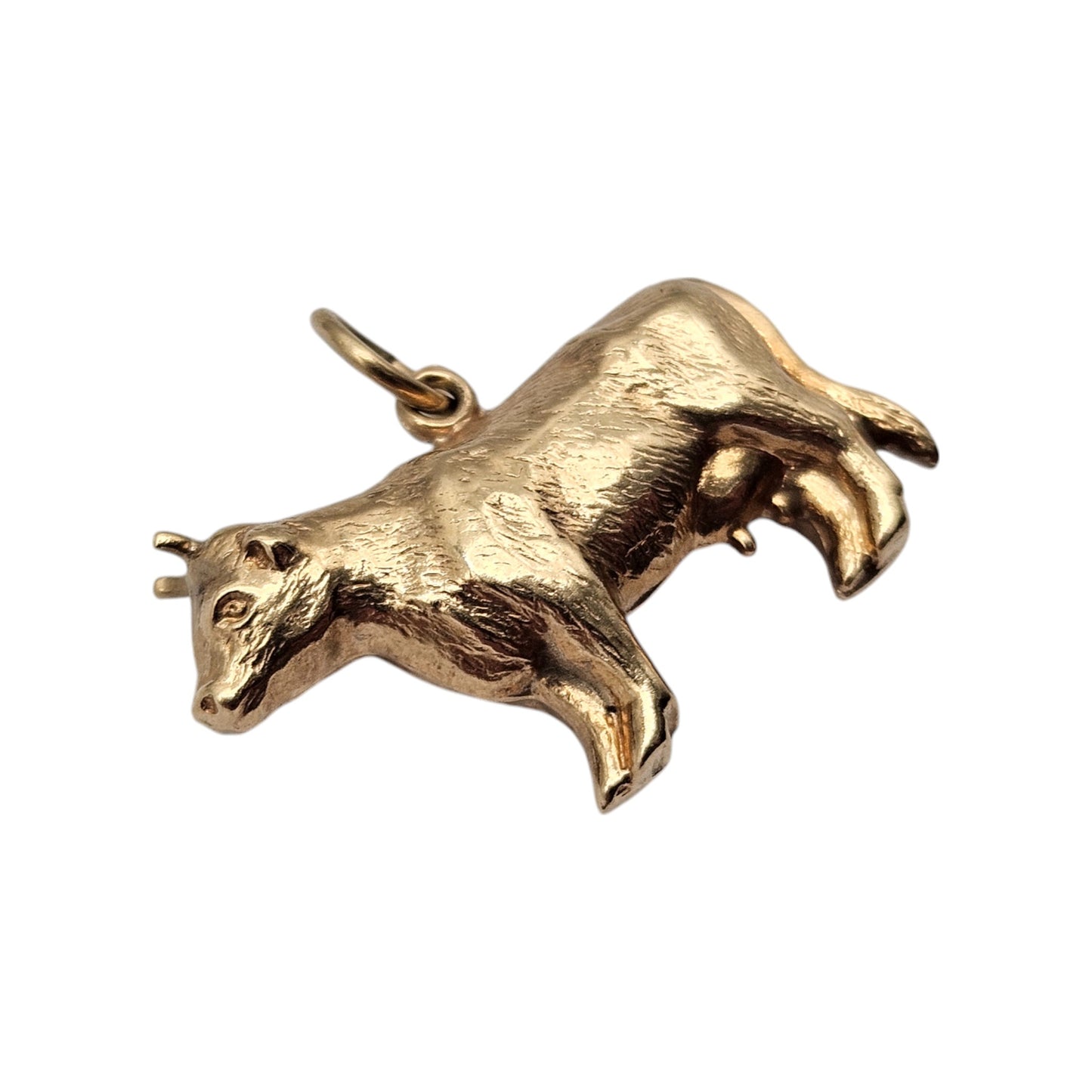 Chester 9ct 375 Yellow Gold Cow Charm 1959 L 2.3 cm 1.3 g.