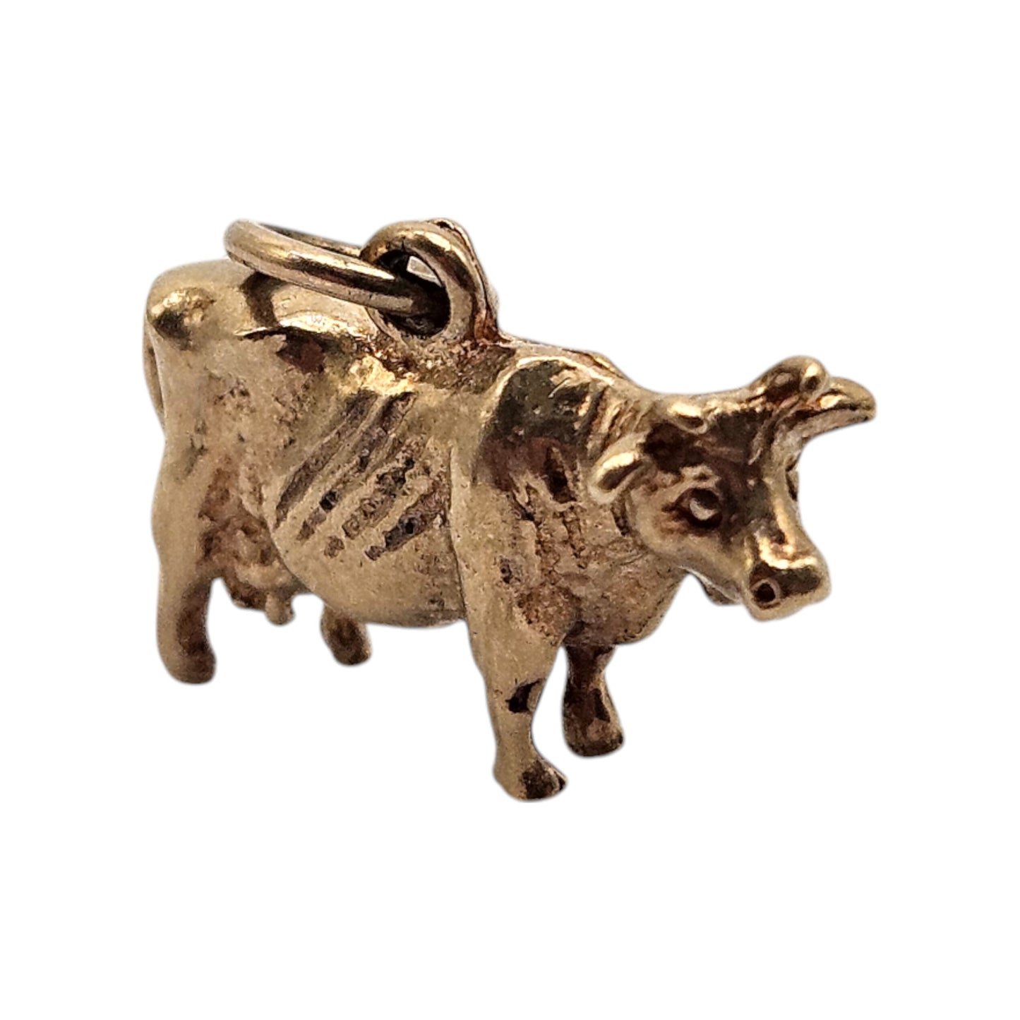 Irish 9ct 375 Yellow Gold Cow Charm 1978 L 1.8 cm 3.3 g.