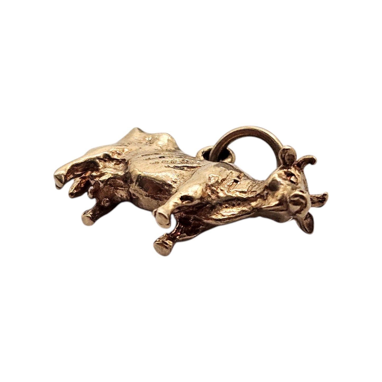 Irish 9ct 375 Yellow Gold Cow Charm 1978 L 1.8 cm 3.3 g.