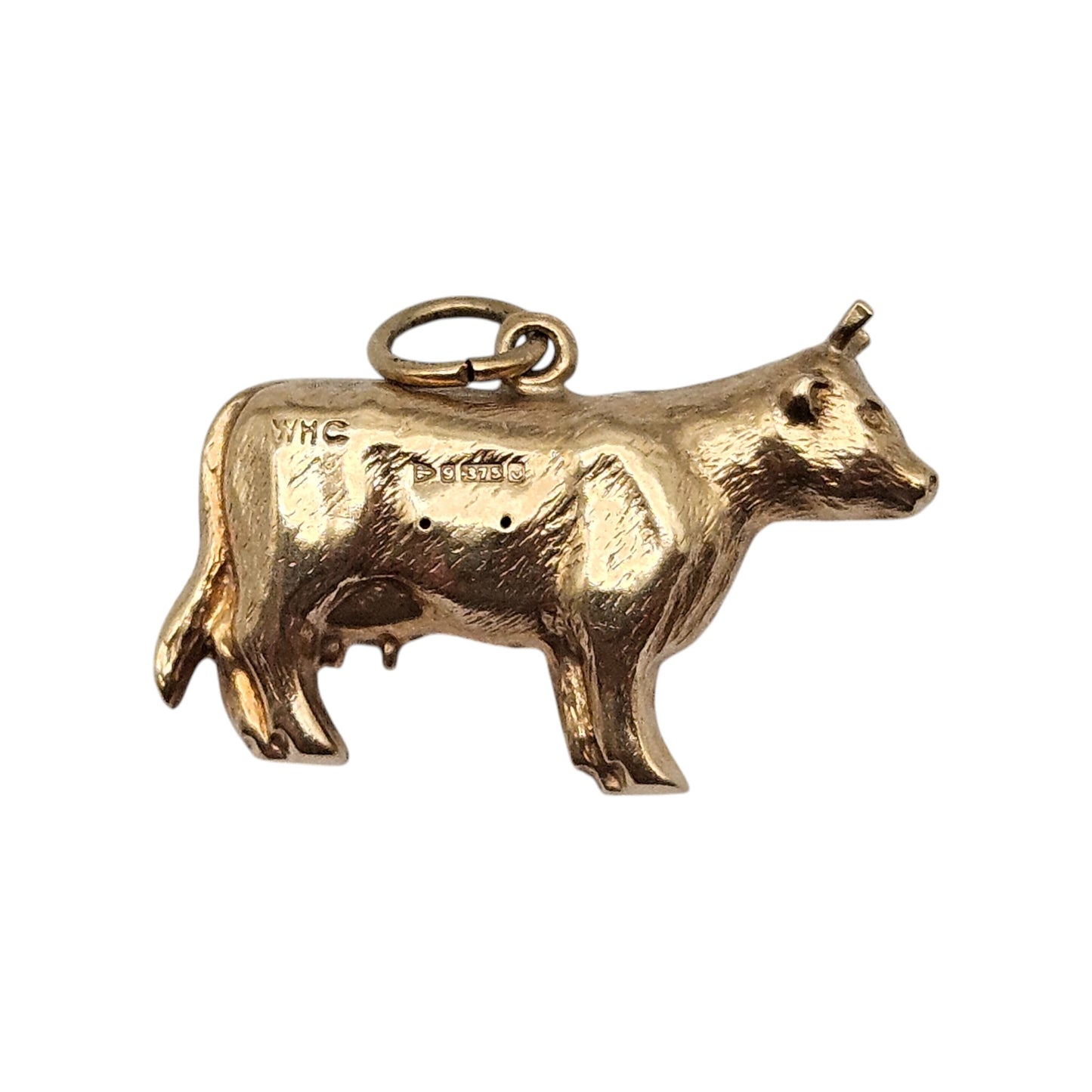 Chester 9ct 375 Yellow Gold Cow Charm 1959 L 2.3 cm 1.3 g.