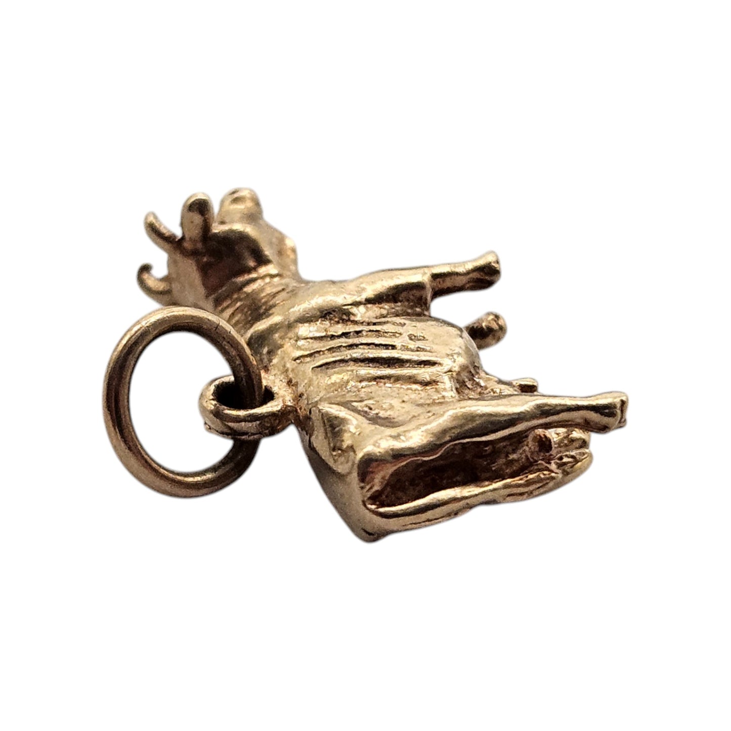 Irish 9ct 375 Yellow Gold Cow Charm 1978 L 1.8 cm 3.3 g.