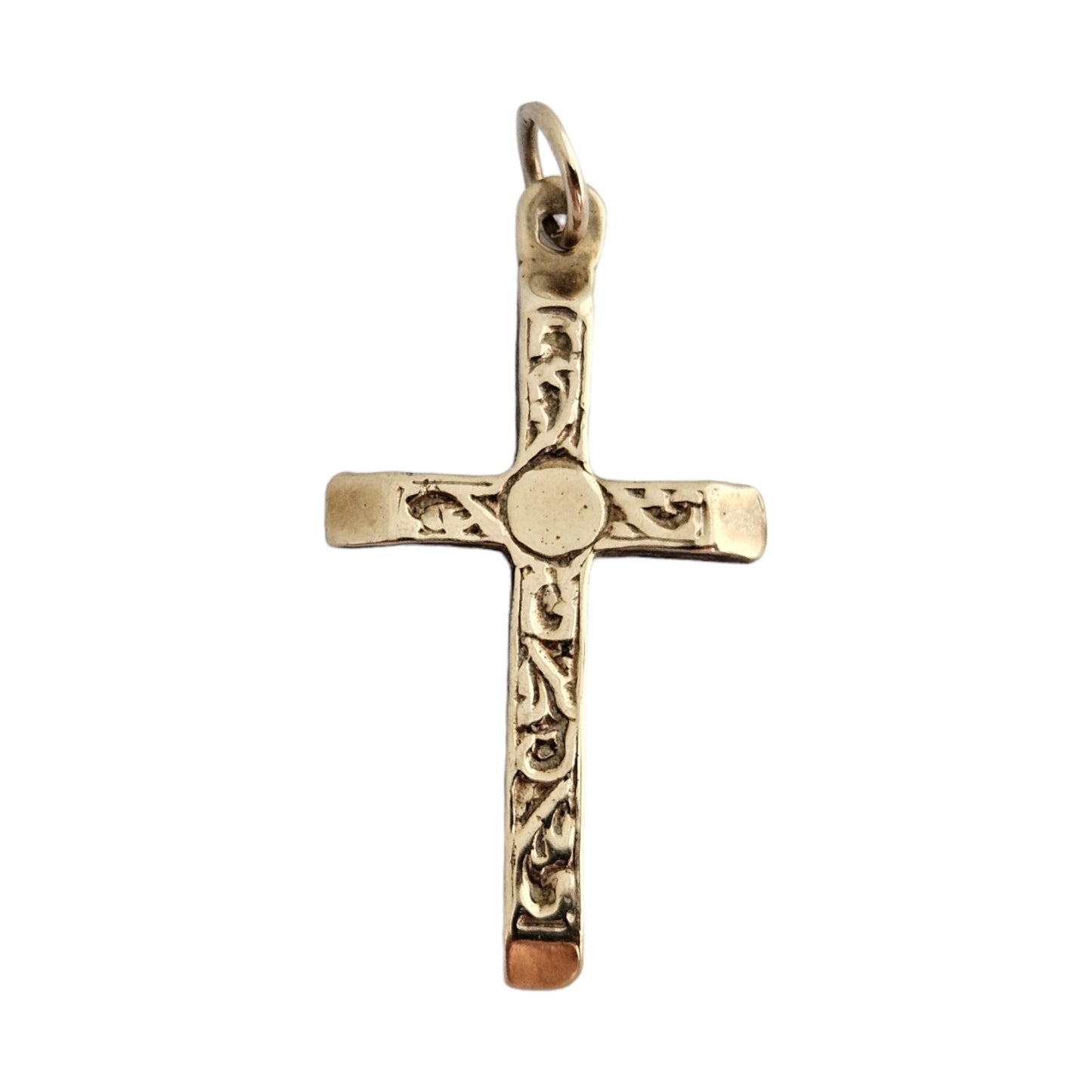 9ct 375 Yellow Gold Cross Charm 1996 L 2.3 cm 1.6 g