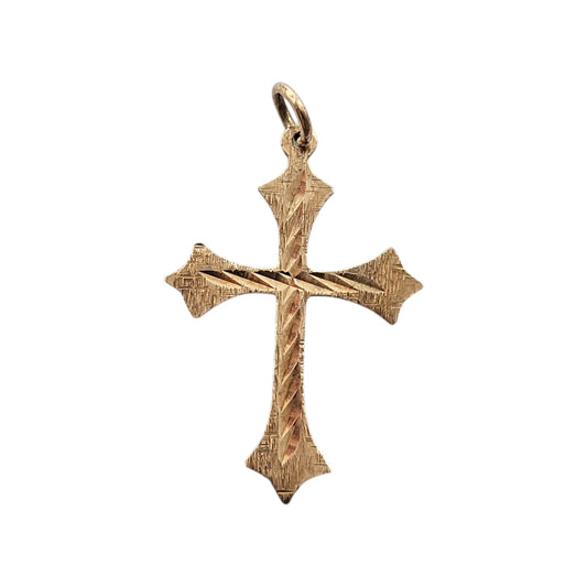 9ct 375 Yellow Gold Cross Charm 1966 L 2.4 cm 0.7 g.