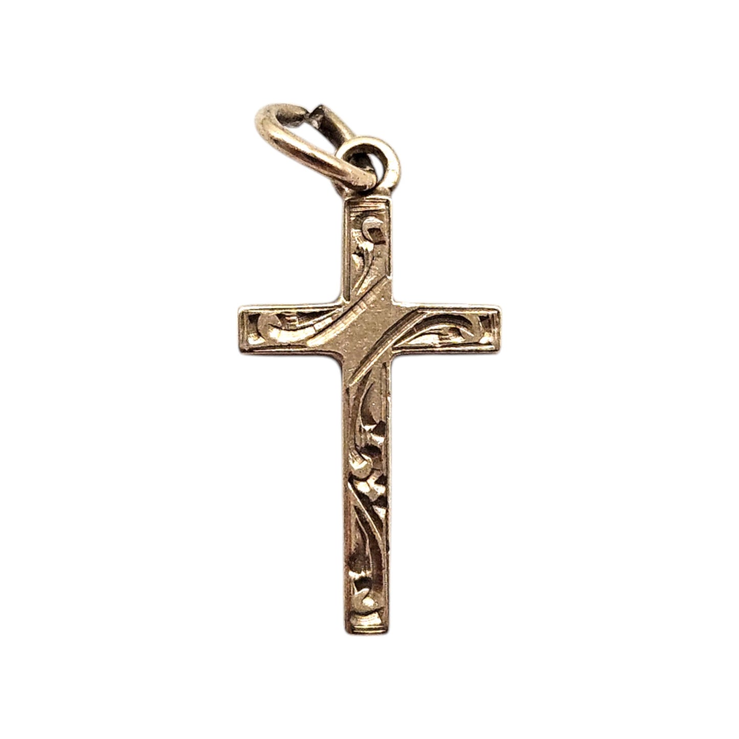 9ct 375 Yellow Gold Cross Charm 1964 L 1.5 cm 0.8 g.