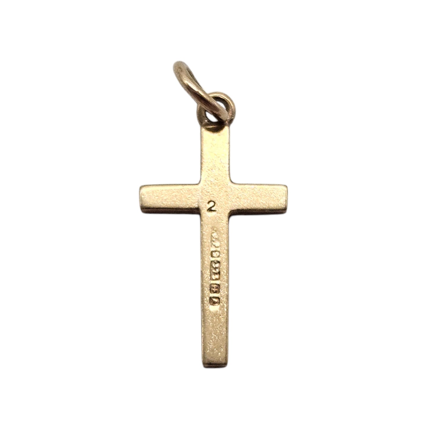 9ct 375 Yellow Gold Cross Charm 1964 L 1.5 cm 0.8 g.