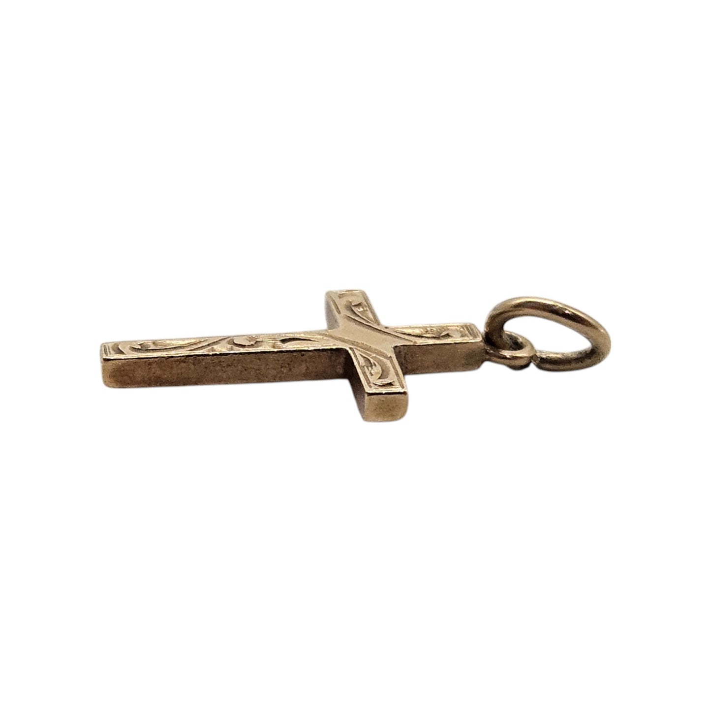 9ct 375 Yellow Gold Cross Charm 1964 L 1.5 cm 0.8 g.