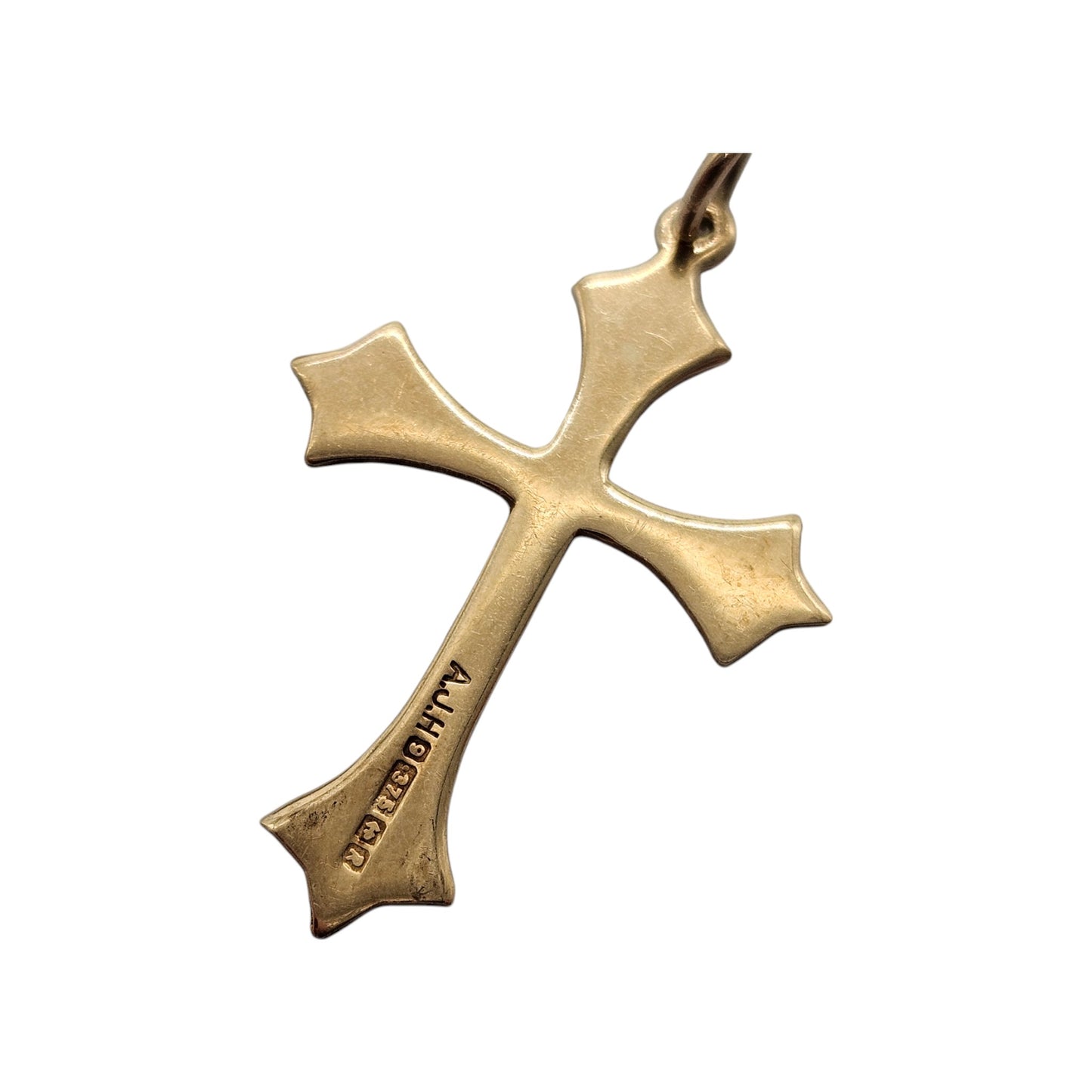 9ct 375 Yellow Gold Cross Charm 1966 L 2.4 cm 0.7 g.