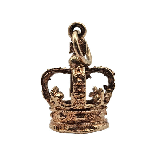 9ct 375 Yellow Gold Crown Charm 1978 L 1.4 cm 2.2 g.