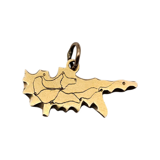 9ct Yellow Gold Cyprus Charm L 2.3 cm 1.1 g.