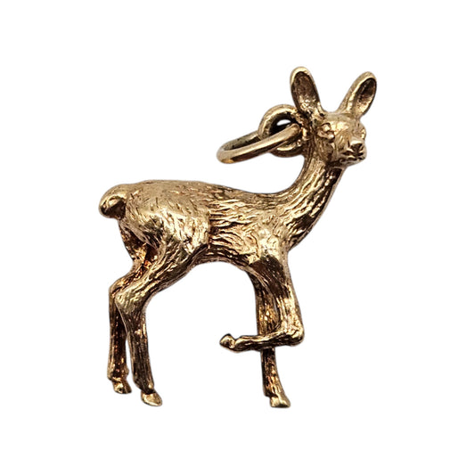 9ct 375 Yellow Gold Deer Bambi Charm 1978 L 2.2 cm 3.5 g.