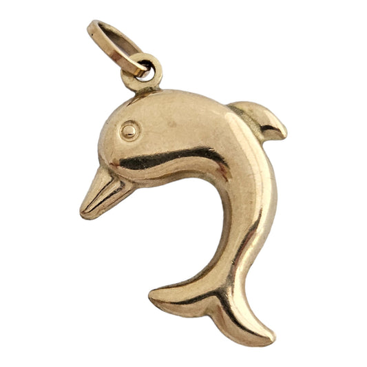 9ct Yellow Gold Dolphin Charm or Pendant L 1.6 cm 0.7 g