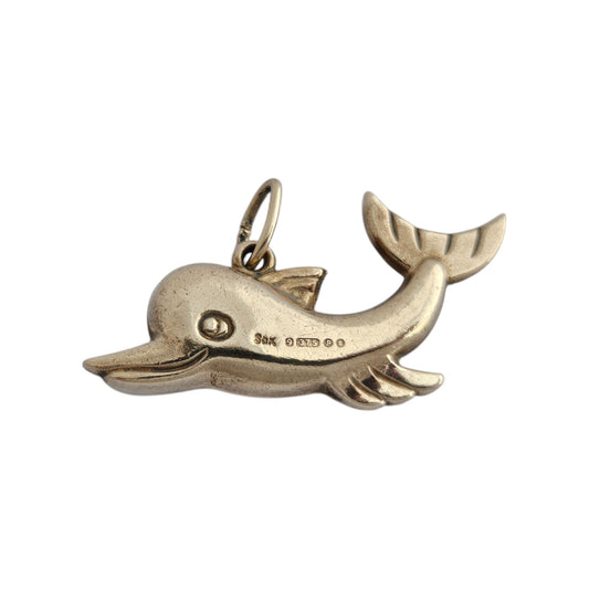 9ct 375 Yellow Gold Dolphin Charm 1970 L 2.8 cm 1.3 g.