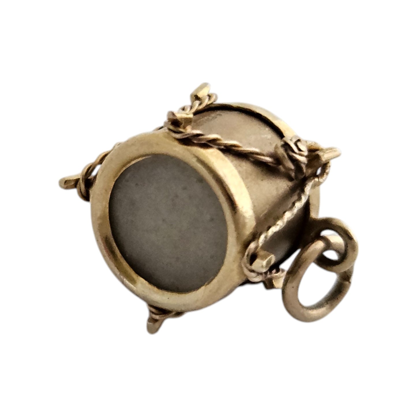9ct 375 Yellow Gold Drum Charm 1970 L 9 mm 1.3 g.