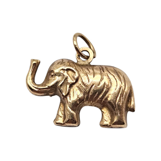 9ct Yellow Gold Elephant Charm c.1970's L 1.6 cm 0.9 g.