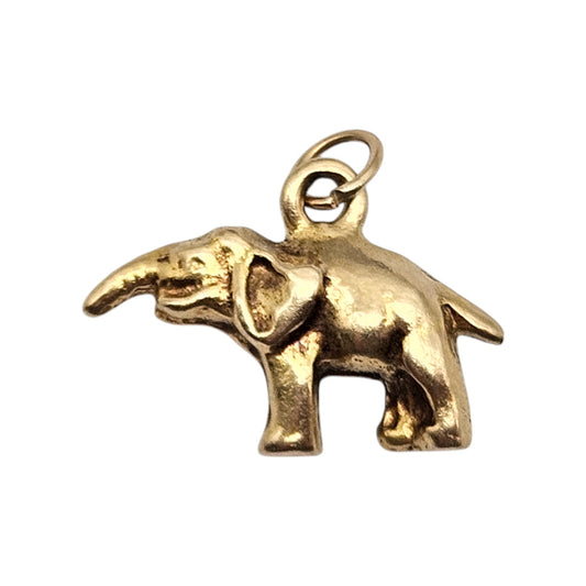 9ct 375 Cast Yellow Gold Elephant Charm 1948 L 1.8 cm 3.1 g.