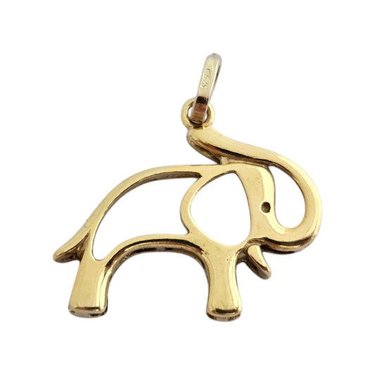 9ct 375 Yellow Gold Elephant Pendant c.1989 L 2.3 cm 1.8 g.