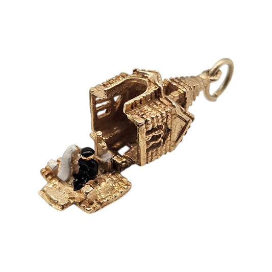 9ct 375 Yellow Gold Wedding In Church Opening Charm 1973 L 1.4 cm 3.3 g.