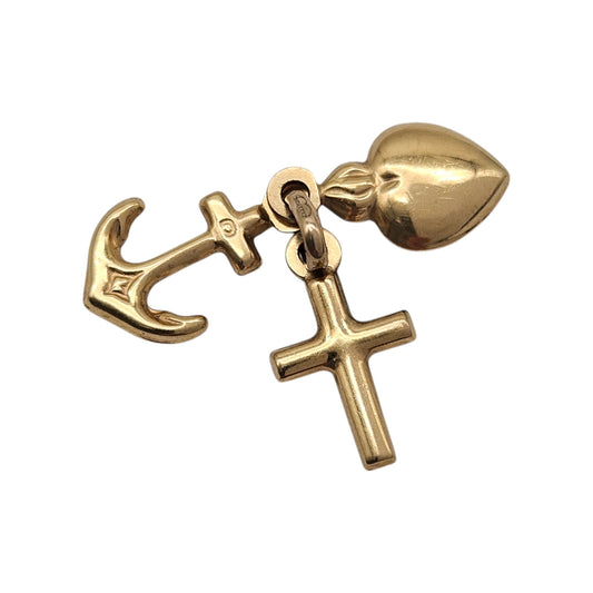 Unoaerre 9ct Yellow Gold Faith, Hope & Charity Charm L 1.1 cm 0.9 g.