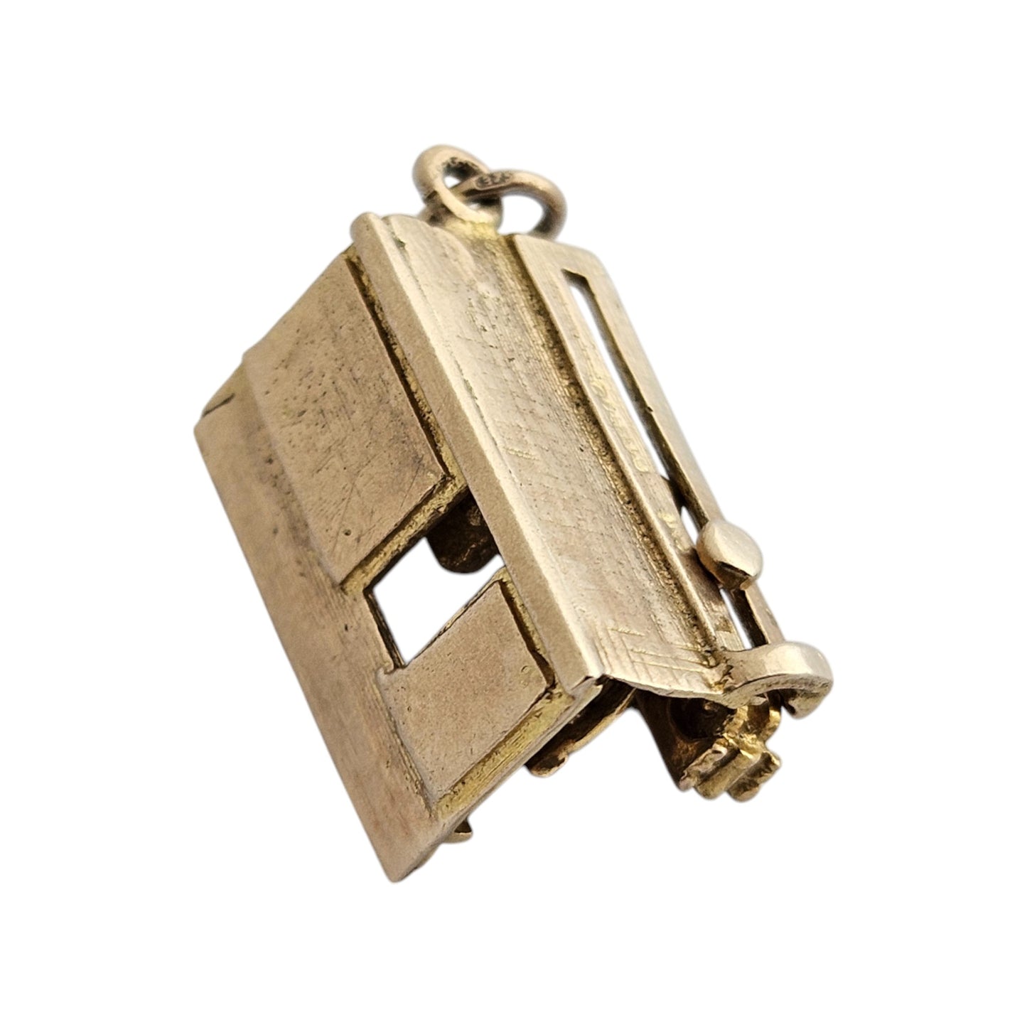 Unusual 9ct 375 Yellow Gold Filling Station Articulated Charm c.1960's L 1.7 cm 4.4 g