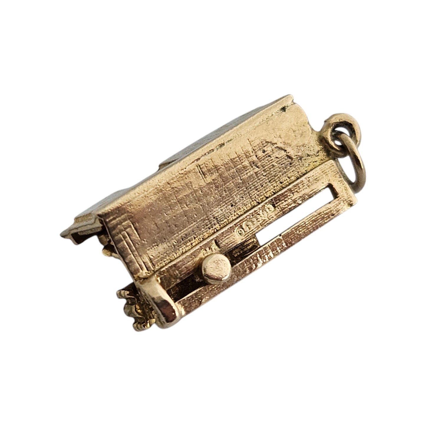 Unusual 9ct 375 Yellow Gold Filling Station Articulated Charm c.1960's L 1.7 cm 4.4 g