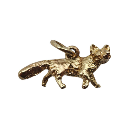 Irish 9ct 375 Yellow Gold Fox Charm 1963 L 1.6 cm 1.4 g.
