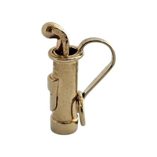9ct 375 Yellow Gold Golf Bag Charm 1959 L 1.5 cm 1.1 g.