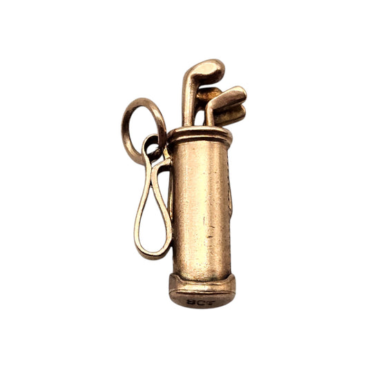 9ct Yellow Gold Golf Bag Charm L 2.0 cm 2.3 g.