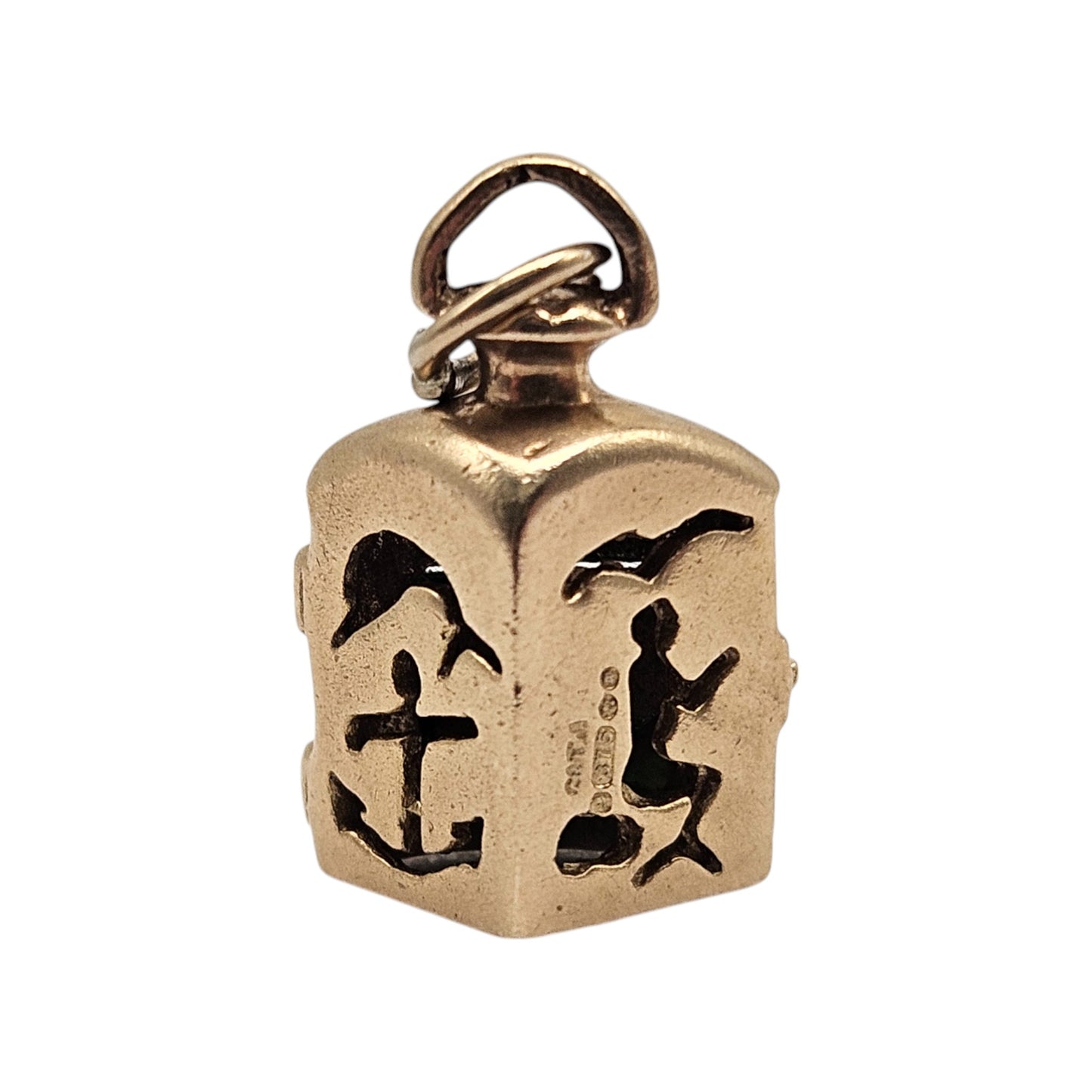 9ct 375 Yellow Gold Starboard Light Charm 1968 L 1.7 cm 2.4 g.