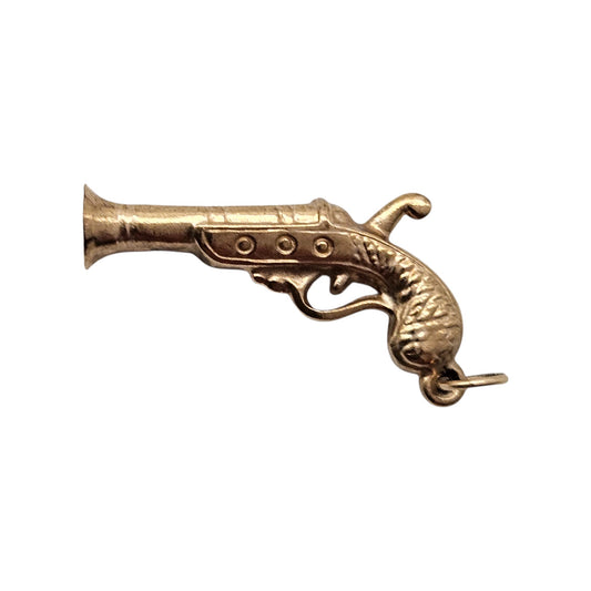 9ct 375 Yellow Gold Gun Charm 1965 L 2.5 cm 1.1 g.