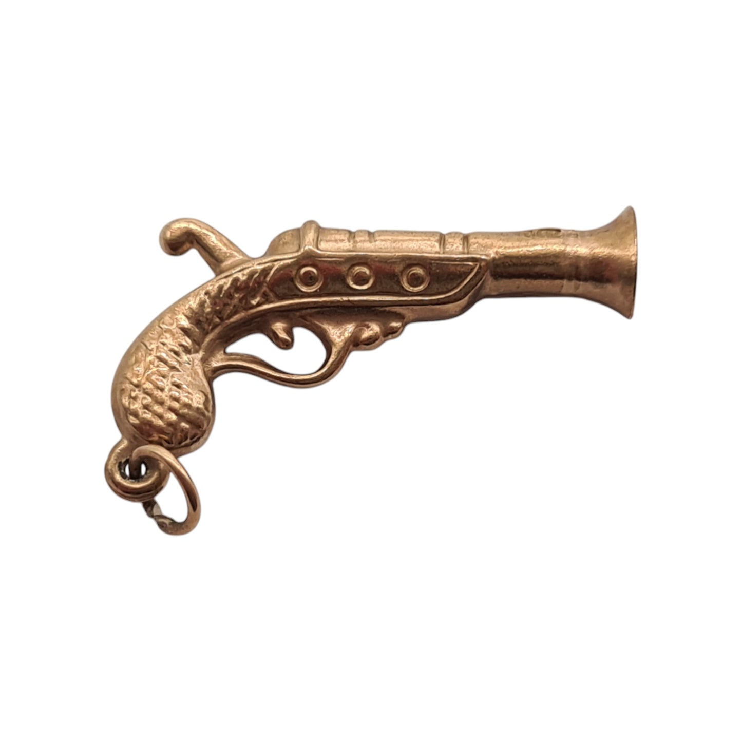 9ct 375 Yellow Gold Gun Charm 1965 L 2.5 cm 1.1 g.