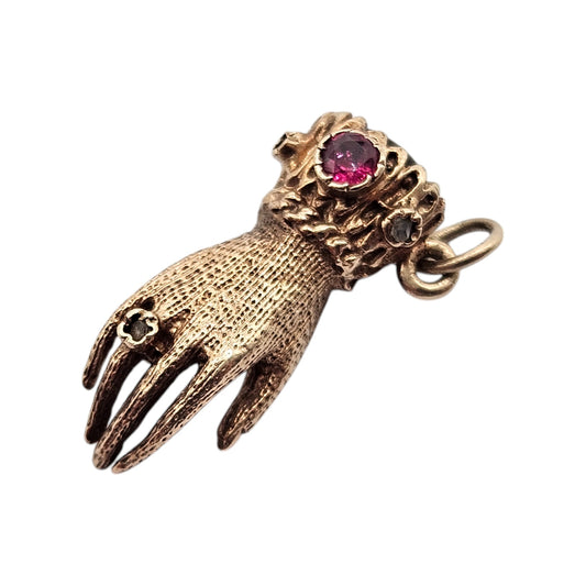 Rare 9ct 375 Yellow Gold Hand Charm 1974 L 2.1 cm 2.9 g.
