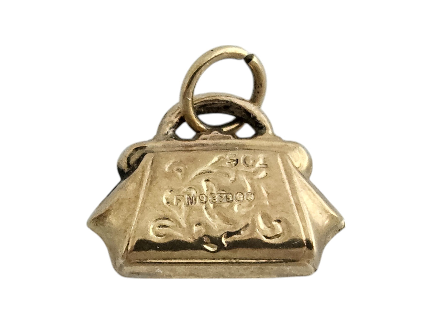 9ct 375 Yellow Gold Handbag Charm 1960 L 1.4 cm 0.6 g.