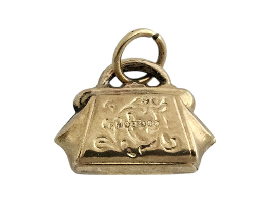 9ct 375 Yellow Gold Handbag Charm 1960 L 1.4 cm 0.6 g.