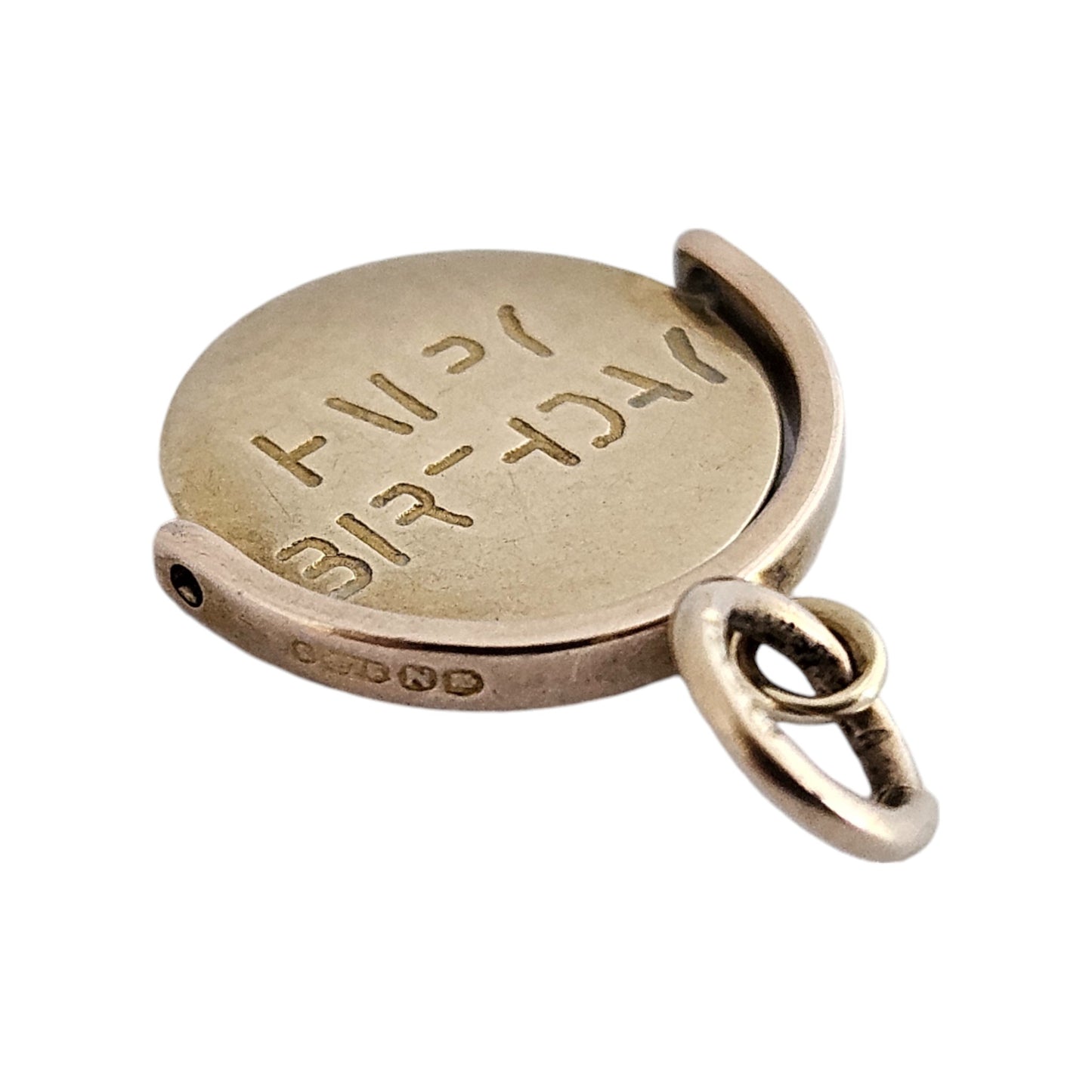Rare 9ct 375 Yellow Gold "Happy Birthday" Spinning Charm 1948 L 1.3 cm 1.0 g.