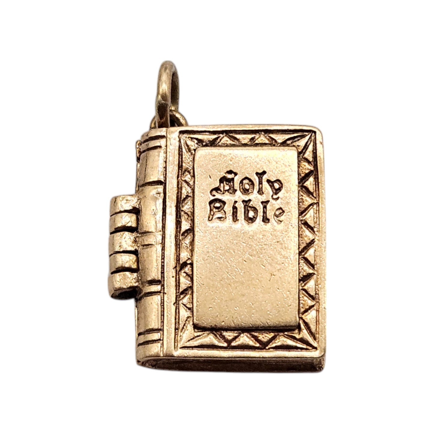 9ct 375 Yellow Gold Hoy Bible Opening Charm 1977 L 1.4 cm 3.7 g.