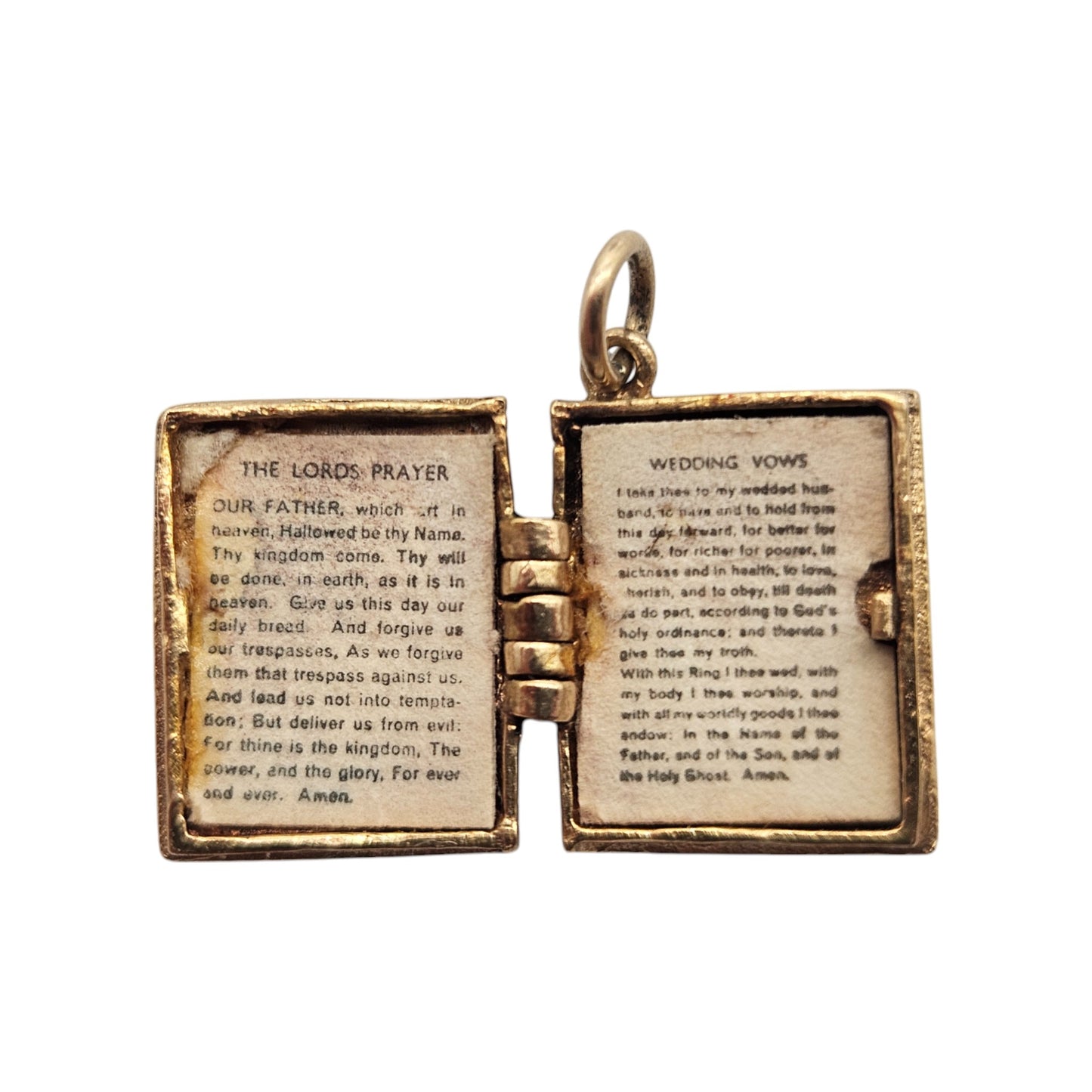 9ct 375 Yellow Gold Hoy Bible Opening Charm 1977 L 1.4 cm 3.7 g.