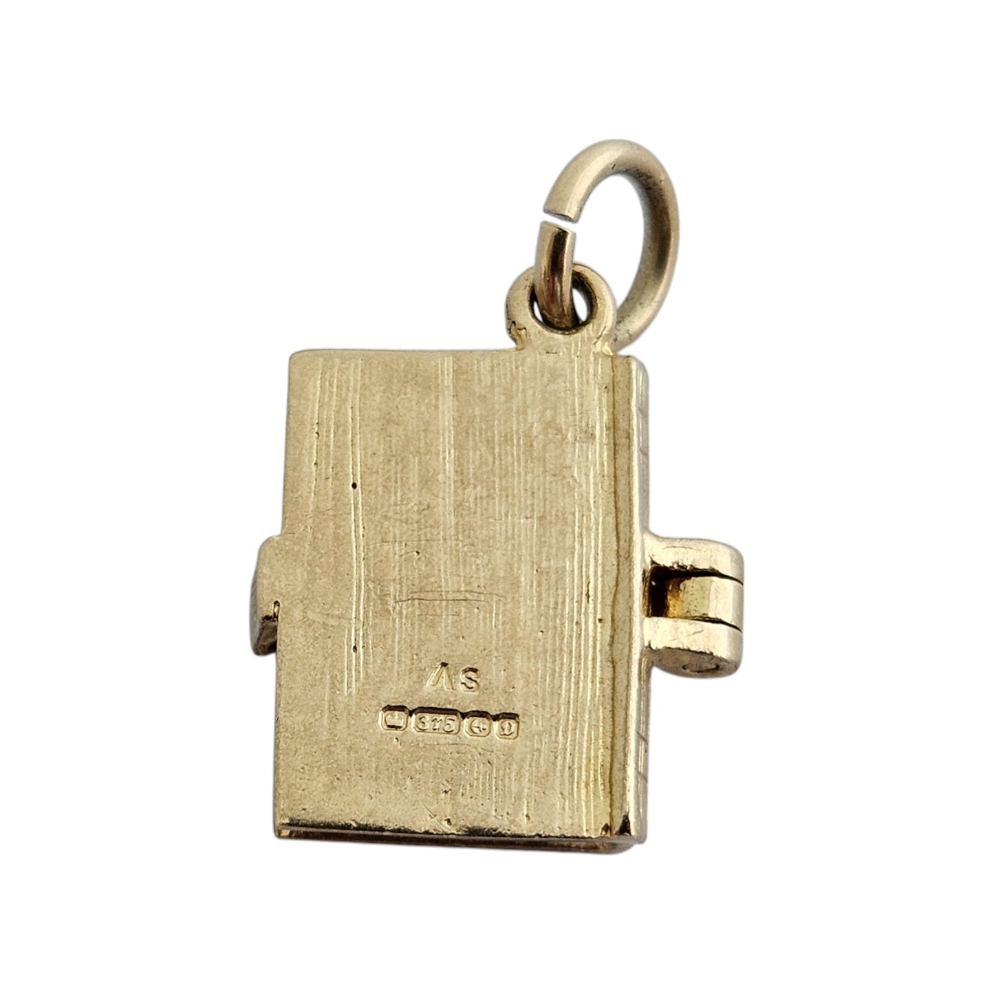 9ct 375 Yellow Gold Holy Bible Opening Charm 1978 L 1.3 cm 3.0 g.