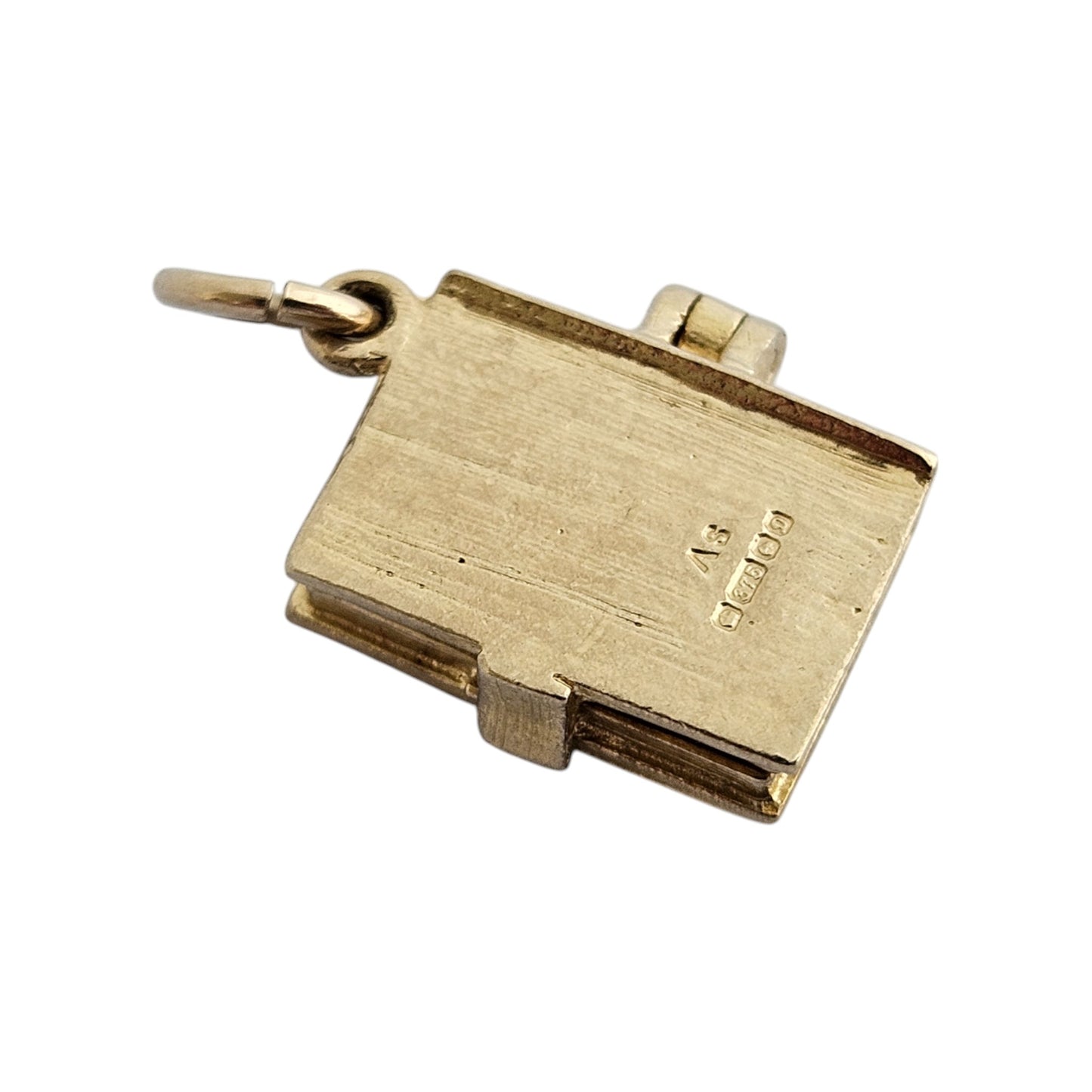 9ct 375 Yellow Gold Holy Bible Opening Charm 1978 L 1.3 cm 3.0 g.