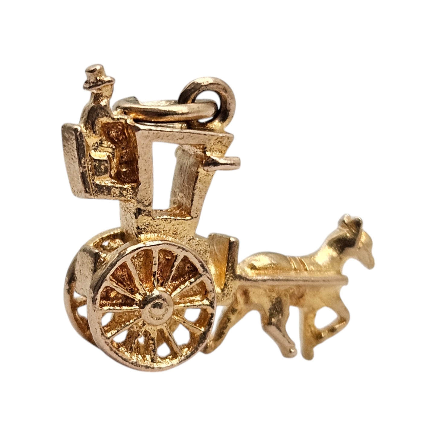9ct 375 Yellow Gold Horse Carriage Charm 1961 L 1.5 cm 1.9 g.