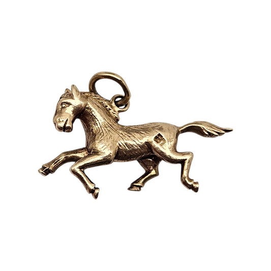 9ct 375 Yellow Gold Horse Charm 1961 L 2.2 cm 2.7 g.