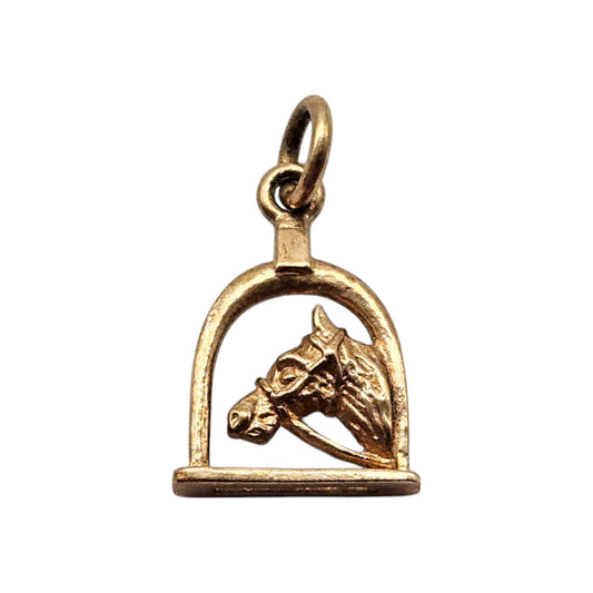 9ct 375 Yellow Gold Horse's Head Charm 1967 L 1.1 cm 1.1 g.